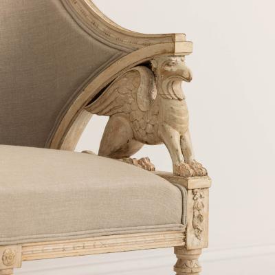Swedish Gustavian Style Sofa with Griffin Carvings in Original Paint