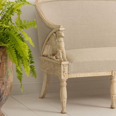 Swedish Gustavian Style Sofa with Griffin Carvings in Original Paint