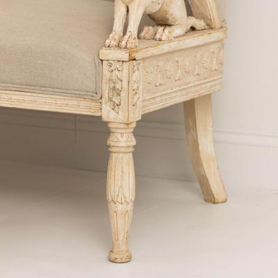 Swedish Gustavian Style Sofa with Griffin Carvings in Original Paint