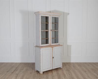 Swedish Late 19th Century Painted Bookcase with Glass Doors