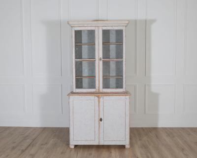 Swedish Late 19th Century Painted Bookcase with Glass Doors