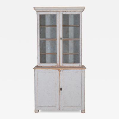 Swedish Late 19th Century Painted Bookcase with Glass Doors