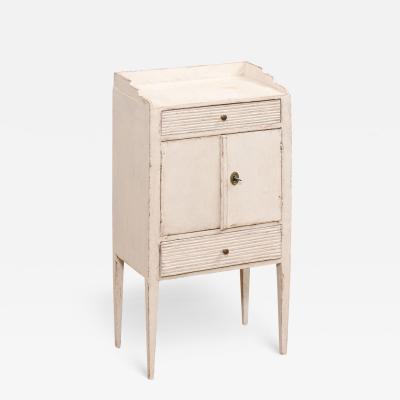 Swedish Late Gustavian Period 1820s Painted Bedside Table with Drawers and Doors
