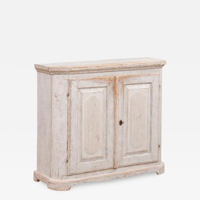 Swedish Late Gustavian Period 1820s Painted Buffet with Carved Reeded Doors