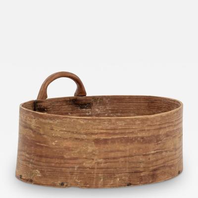 Swedish Light Color Pine and Bentwood Box with Handle