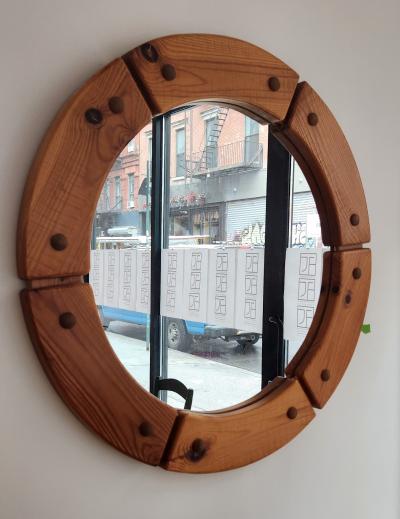 Swedish MCM Solid Pine Wall Mirror by Fr seke AB Nybofabriken