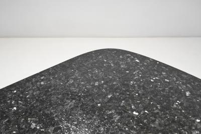 Swedish Mahogany Table with Oblique Legs and Stone Top Sweden ca 1960s