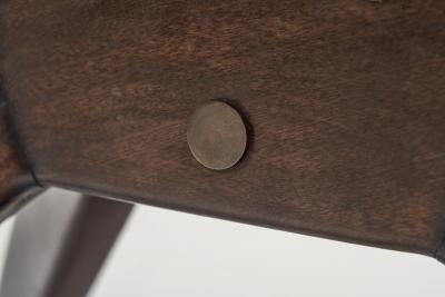 Swedish Mahogany Table with Oblique Legs and Stone Top Sweden ca 1960s