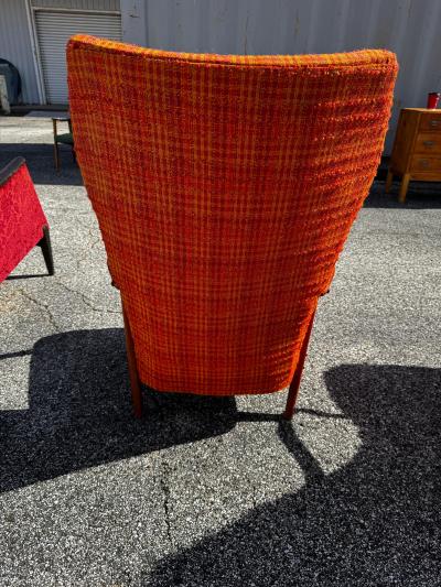 Swedish Mid Century High Back Tufted Lounge Chair