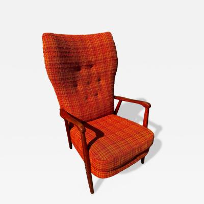 Swedish Mid Century High Back Tufted Lounge Chair