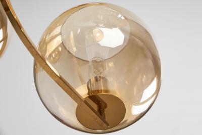 Swedish Mid Century Modern Brass 9 armed Chandelier Sweden ca 1960s