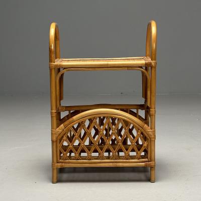 Swedish Mid Century Modern Magazine Rack Bamboo Rattan Sweden 1960s