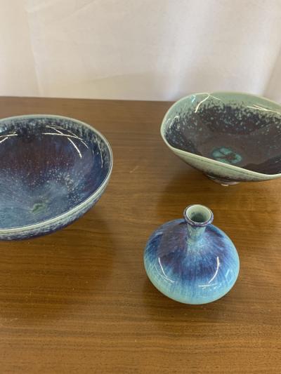 Swedish Mid Century Modern Studio Stoneware by Berndt Friberg Vase Bowl