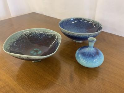 Swedish Mid Century Modern Studio Stoneware by Berndt Friberg Vase Bowl