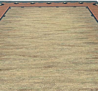 Swedish Midcentury Light Gray Blue and Pink Handwoven Wool Rug by ABJ 
