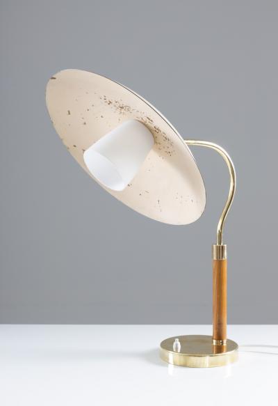 Swedish Midcentury Table Lamp in Brass Glass and Wood 1940s