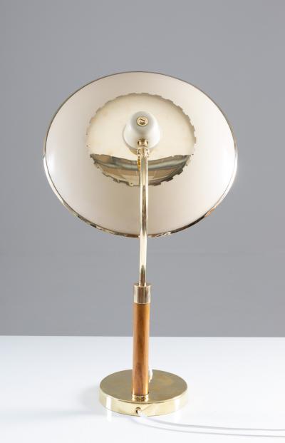 Swedish Midcentury Table Lamp in Brass Glass and Wood 1940s