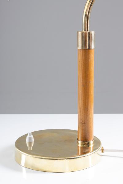 Swedish Midcentury Table Lamp in Brass Glass and Wood 1940s