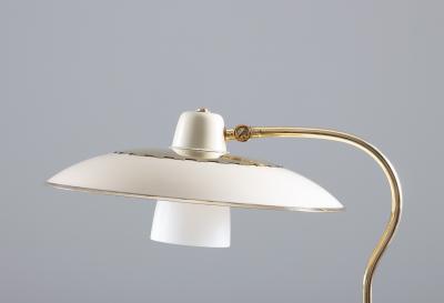 Swedish Midcentury Table Lamp in Brass Glass and Wood 1940s