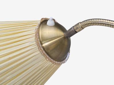 Swedish Modern Adjustable Floor Lamp Birch Brass Silk Sweden 1950s