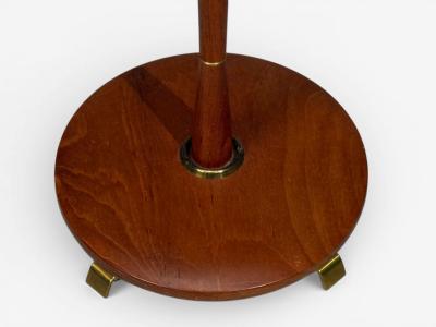 Swedish Modern Adjustable Floor Lamp Teak Brass Fabric Sweden 1970s