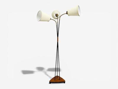 Swedish Modern Adjustable Floor Lamp Teak Lacquered Metal Sweden 1960s
