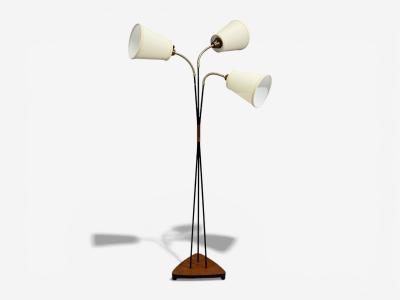 Swedish Modern Adjustable Floor Lamp Teak Lacquered Metal Sweden 1960s