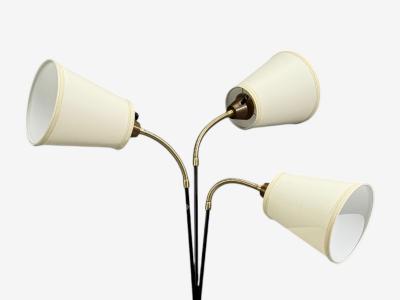 Swedish Modern Adjustable Floor Lamp Teak Lacquered Metal Sweden 1960s