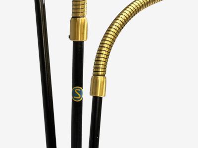 Swedish Modern Adjustable Floor Lamp Teak Lacquered Metal Sweden 1960s