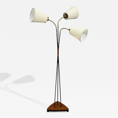 Swedish Modern Adjustable Floor Lamp Teak Lacquered Metal Sweden 1960s