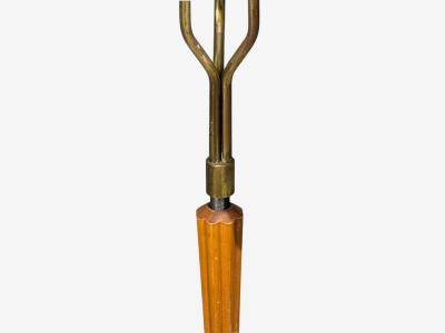 Swedish Modern Adjustable Floor Lamp Wood Brass Red Lacquer Sweden 1940s
