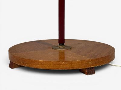 Swedish Modern Adjustable Floor Lamp Wood Brass Red Lacquer Sweden 1940s