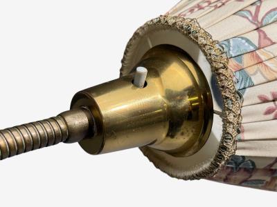 Swedish Modern Adjustable Floor Lamp Wood Metal Fabric Sweden 1950s