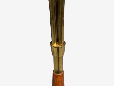 Swedish Modern Adjustable Floor Lamp Wood Metal Fabric Sweden 1950s