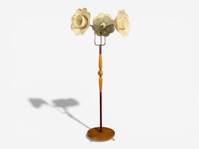 Swedish Modern Adjustable Floor Lamp Wood Metal Sweden 1950s