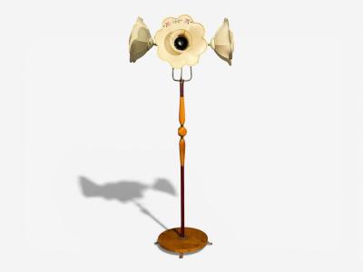 Swedish Modern Adjustable Floor Lamp Wood Metal Sweden 1950s