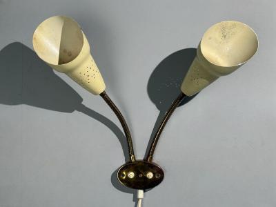 Swedish Modern Adjustable Wall Light Brass Lacquered Metal Sweden 1950s