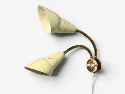 Swedish Modern Adjustable Wall Light Brass Lacquered Metal Sweden 1950s