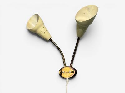 Swedish Modern Adjustable Wall Light Brass Lacquered Metal Sweden 1950s