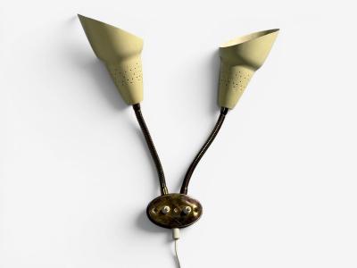 Swedish Modern Adjustable Wall Light Brass Lacquered Metal Sweden 1950s
