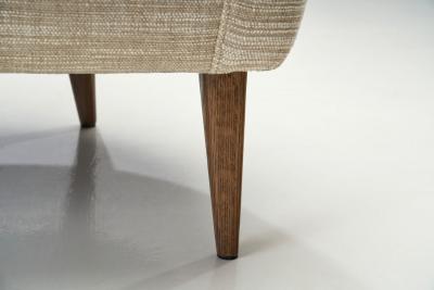 Swedish Modern Armchair with Tapered Wooden Legs Sweden 1950s