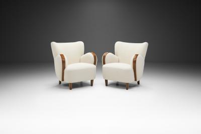 Swedish Modern Armchairs with Elm Legs Sweden 1950s