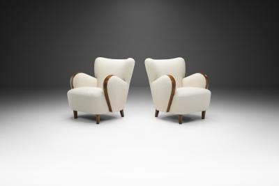 Swedish Modern Armchairs with Elm Legs Sweden 1950s