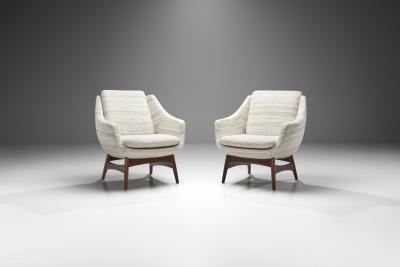 Swedish Modern Armchairs with Structural Legs Sweden 1960s