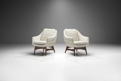 Swedish Modern Armchairs with Structural Legs Sweden 1960s