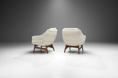 Swedish Modern Armchairs with Structural Legs Sweden 1960s