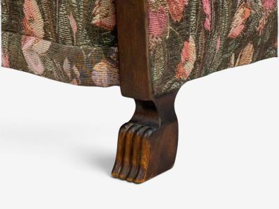 Swedish Modern Art Deco Lounge Chairs Stained Birch Fabric Sweden 1940s