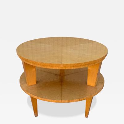 Swedish Modern Art Deco Round Two Tier Side Table