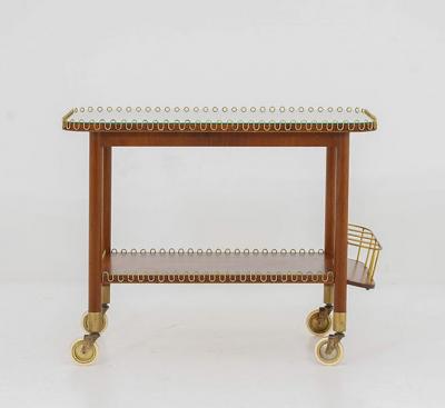 Swedish Modern Bar Cart in Mahogany and Brass