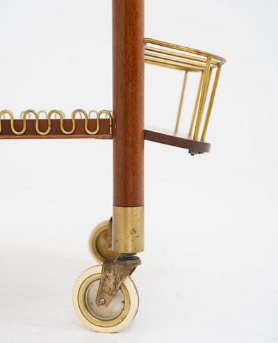 Swedish Modern Bar Cart in Mahogany and Brass